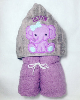 Baby Girl Elephant Hooded Towel