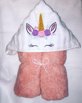 Floral Unicorn Hooded Towel