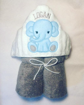 Baby Boy Elephant Hooded Towel