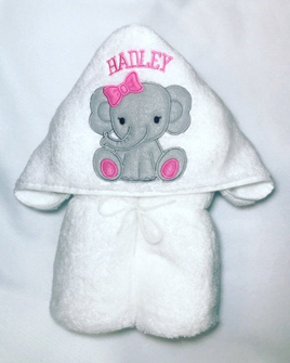 Baby Girl Elephant Hooded Towel